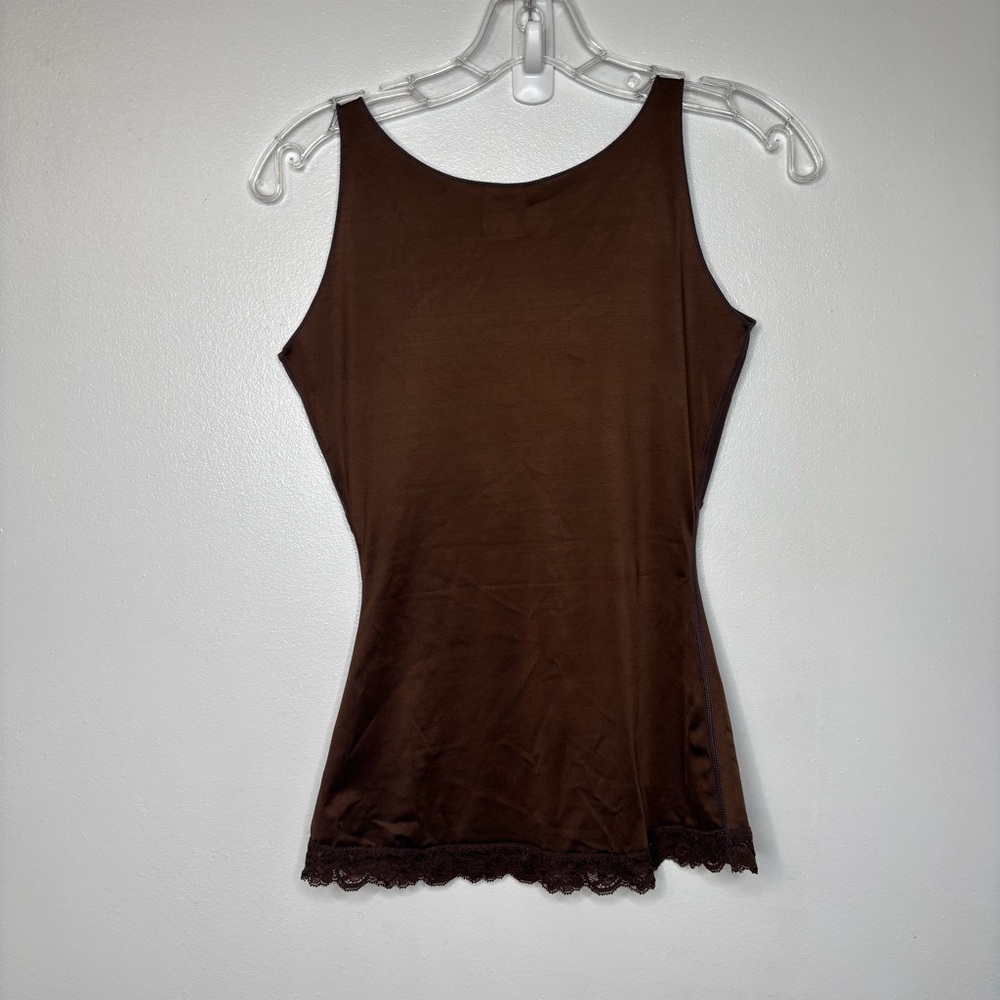 Spanx by Sara Blakely Shaping Cami Tank Top Women’s M Brown Lace Trim - Picture 2 of 3
